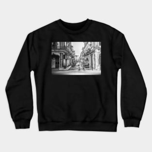 Paseo De Marti, Havana, Cuba, Black And White Crewneck Sweatshirt